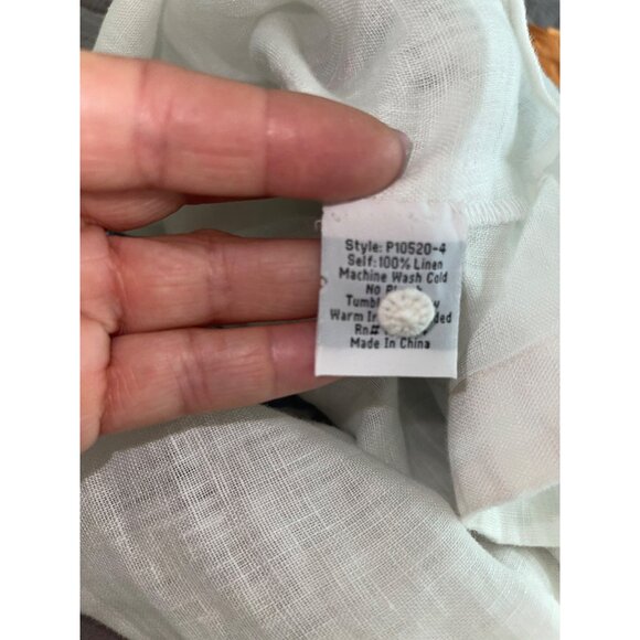 Johnny Was Womens Top Size Small White Embroidered Floral Casual Pure Linen - Picture 7 of 12